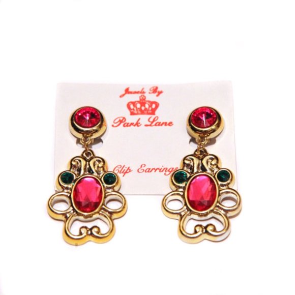 Vintage 80s Park Lane Gold and Rhinestone Earrings - Picture 1 of 2